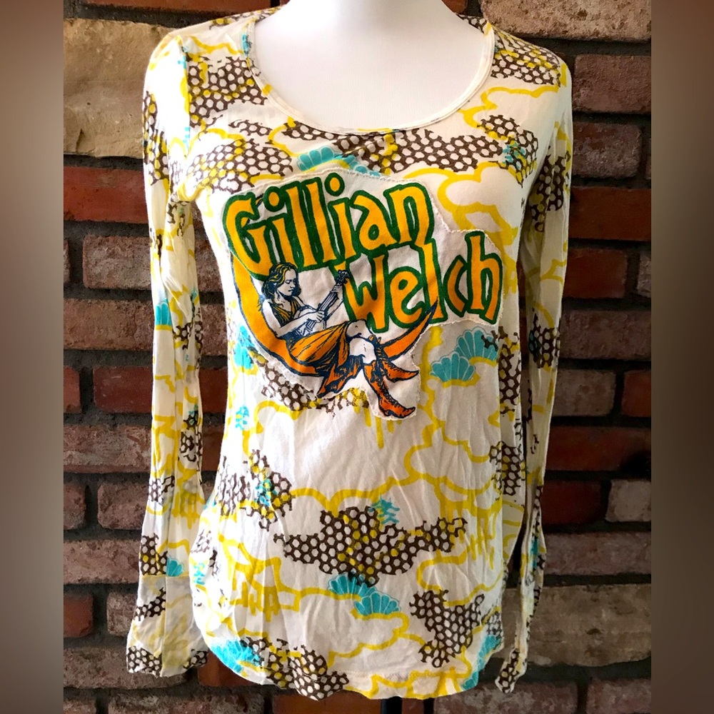 One-of-a-kind Gillian Welch customized hand stitched moon t-shirt size large